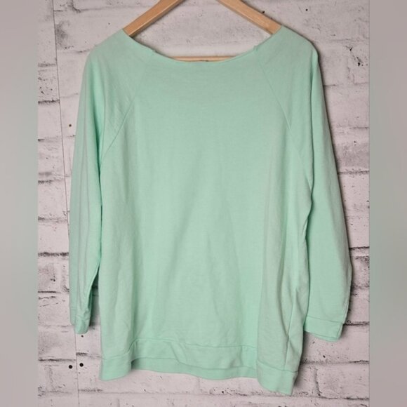 Next Level French Terry 3/4-Sleeve Raglan Pullover Raw Edge Neck - Mint Green - Picture 2 of 10